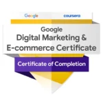 image of a certificate from E-commerce certificate.-digital marketing freelancer in dubai, Uae.