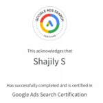 Google Ads search certification- Digital marketing freelancer in Dubai.